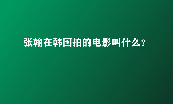 张翰在韩国拍的电影叫什么？