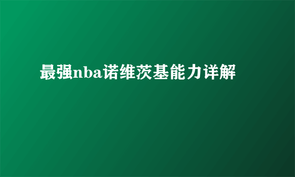 最强nba诺维茨基能力详解