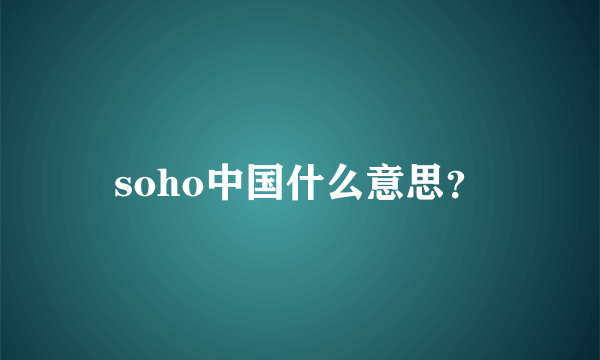 soho中国什么意思？