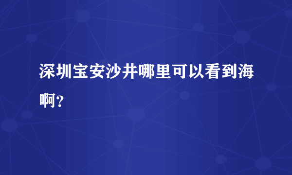 深圳宝安沙井哪里可以看到海啊？