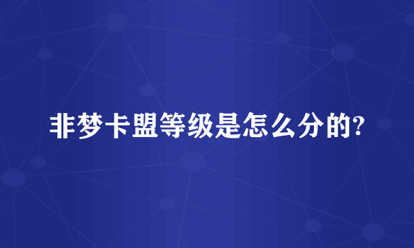 非梦卡盟等级是怎么分的?