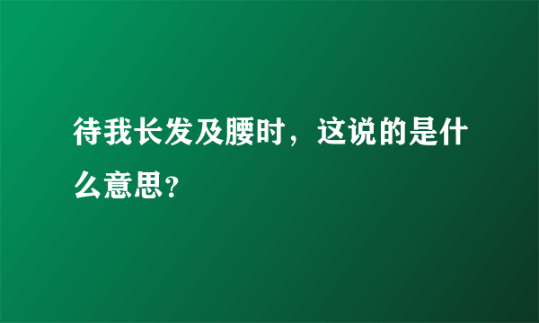 待我长发及腰时，这说的是什么意思？