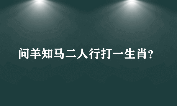 问羊知马二人行打一生肖？