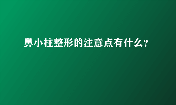 鼻小柱整形的注意点有什么？