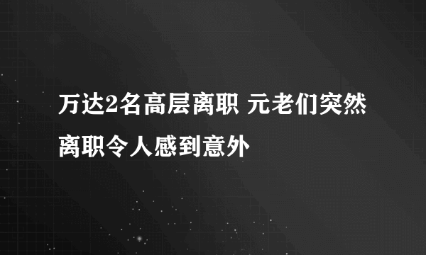 万达2名高层离职 元老们突然离职令人感到意外