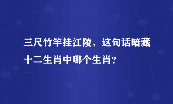 三尺竹竿挂江陵，这句话暗藏十二生肖中哪个生肖？