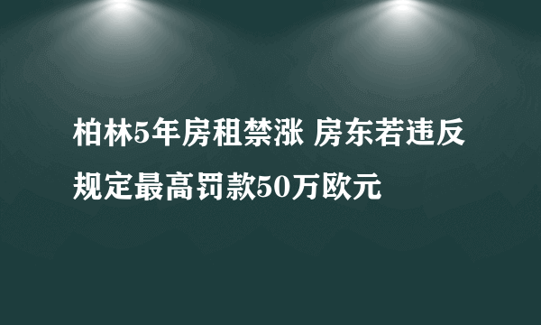 柏林5年房租禁涨 房东若违反规定最高罚款50万欧元