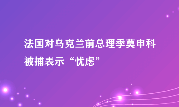 法国对乌克兰前总理季莫申科被捕表示“忧虑”