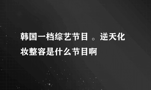 韩国一档综艺节目 。逆天化妆整容是什么节目啊