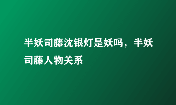 半妖司藤沈银灯是妖吗，半妖司藤人物关系