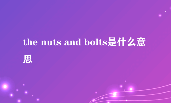 the nuts and bolts是什么意思