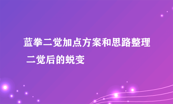 蓝拳二觉加点方案和思路整理 二觉后的蜕变