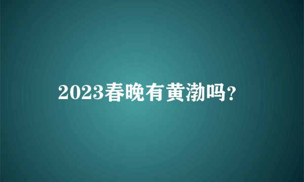 2023春晚有黄渤吗？