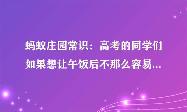 蚂蚁庄园常识：高考的同学们如果想让午饭后不那么容易犯困可以