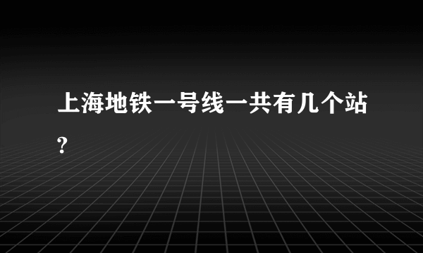 上海地铁一号线一共有几个站?