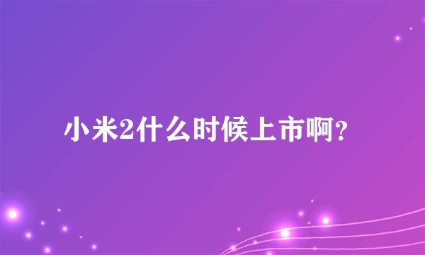 小米2什么时候上市啊？