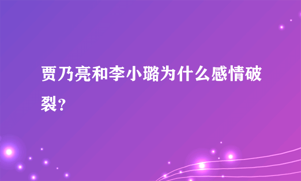 贾乃亮和李小璐为什么感情破裂？