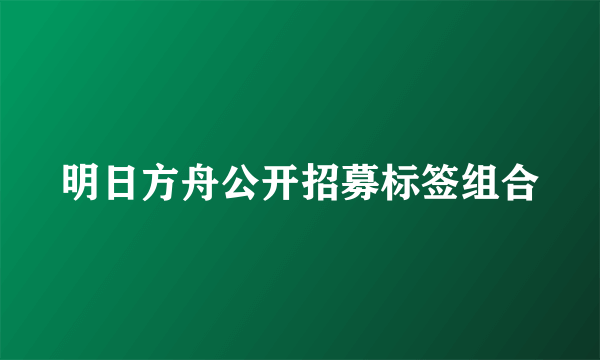 明日方舟公开招募标签组合