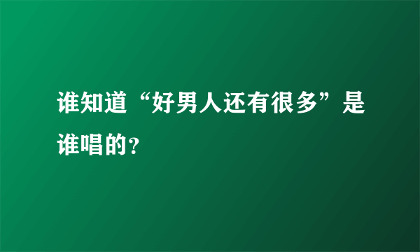 谁知道“好男人还有很多”是谁唱的？