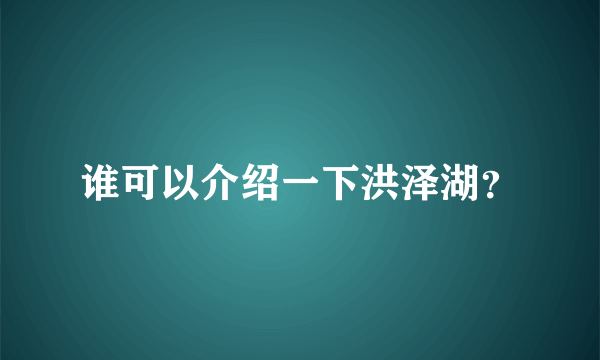 谁可以介绍一下洪泽湖？