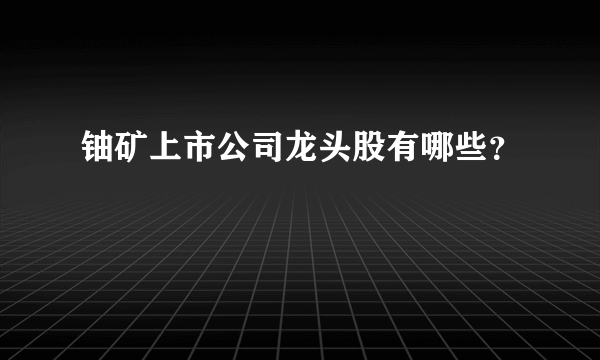 铀矿上市公司龙头股有哪些？