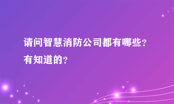 请问智慧消防公司都有哪些？有知道的？