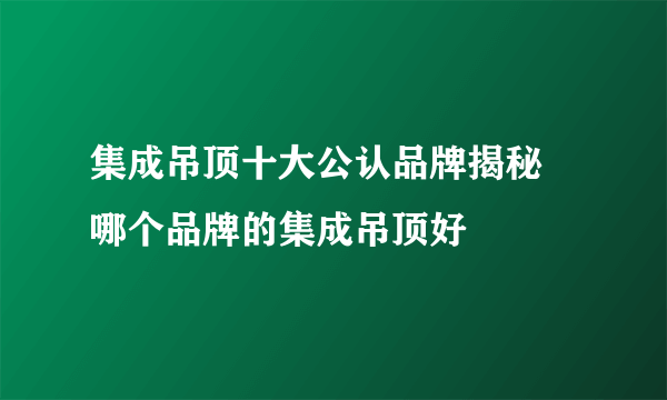 集成吊顶十大公认品牌揭秘   哪个品牌的集成吊顶好