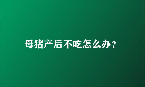 母猪产后不吃怎么办？