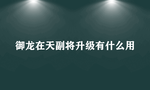 御龙在天副将升级有什么用