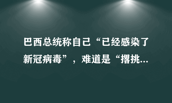 巴西总统称自己“已经感染了新冠病毒”，难道是“撂挑子”前奏？