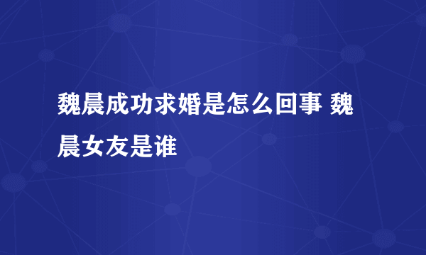 魏晨成功求婚是怎么回事 魏晨女友是谁