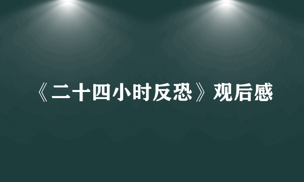 《二十四小时反恐》观后感