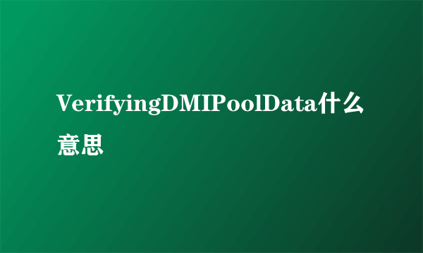 VerifyingDMIPoolData什么意思