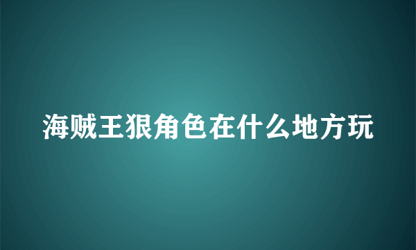 海贼王狠角色在什么地方玩