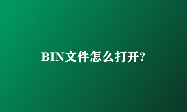 BIN文件怎么打开?