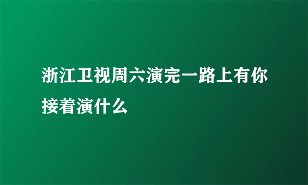 浙江卫视周六演完一路上有你接着演什么