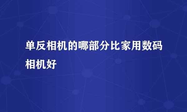 单反相机的哪部分比家用数码相机好