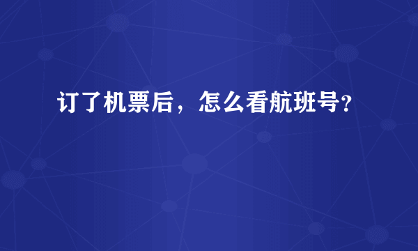 订了机票后，怎么看航班号？