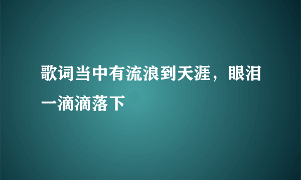 歌词当中有流浪到天涯，眼泪一滴滴落下