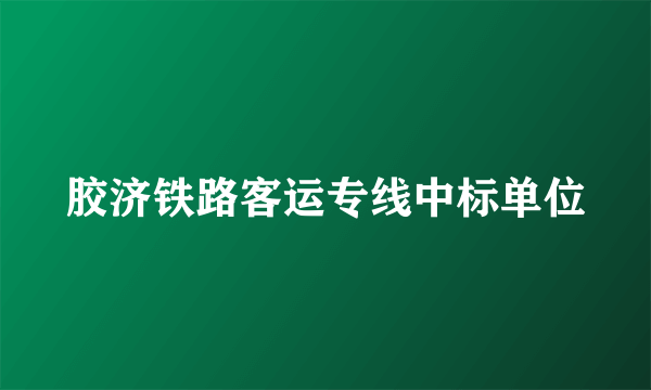 胶济铁路客运专线中标单位