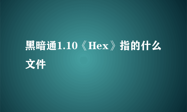 黑暗通1.10《Hex》指的什么文件