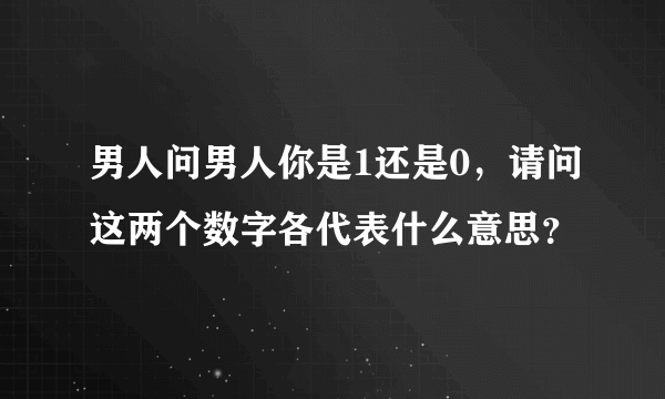 男人问男人你是1还是0，请问这两个数字各代表什么意思？