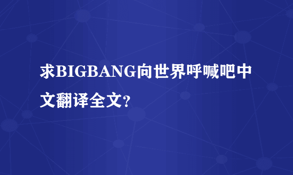 求BIGBANG向世界呼喊吧中文翻译全文？