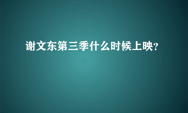 谢文东第三季什么时候上映？