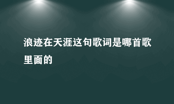 浪迹在天涯这句歌词是哪首歌里面的