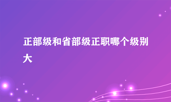 正部级和省部级正职哪个级别大