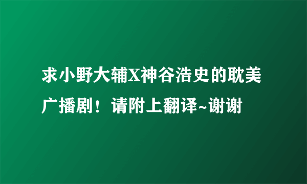 求小野大辅X神谷浩史的耽美广播剧！请附上翻译~谢谢