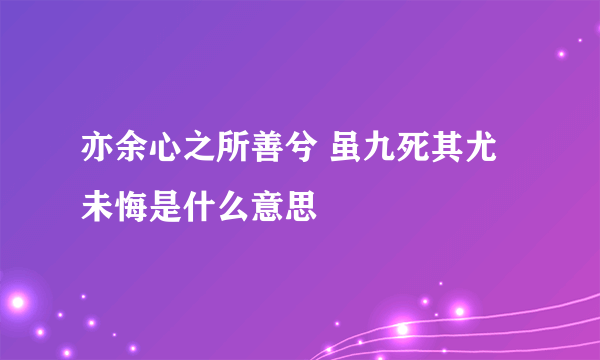 亦余心之所善兮 虽九死其尤未悔是什么意思