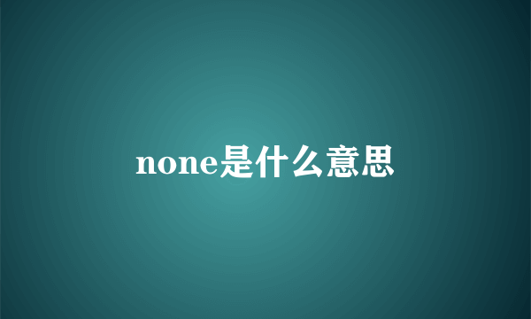 none是什么意思