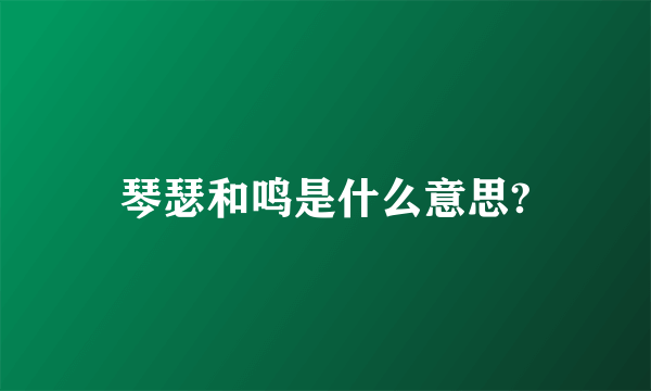 琴瑟和鸣是什么意思?